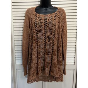 Simply Noelle Rust Open Knit Sweater Boat Neck Long Sleeve Size S/M (8-10)